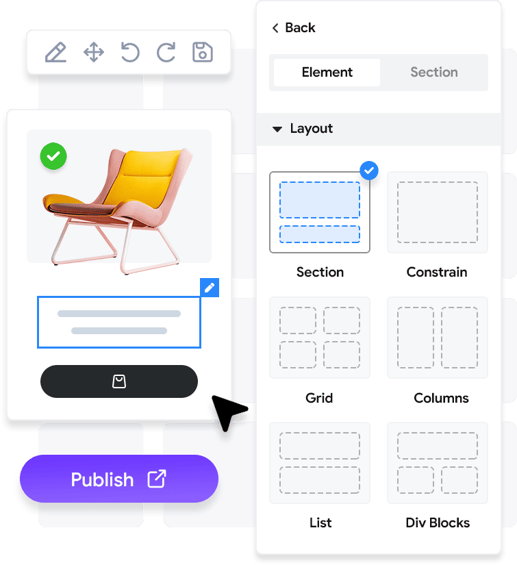 Building a page layout in a visual editor